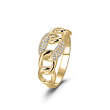Anillo Eslabones Sparkle plata baño en oro de 18kt