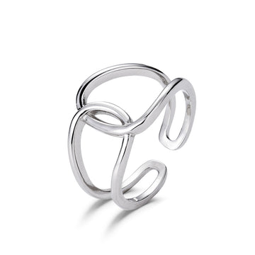 Anillo line cruzado plata