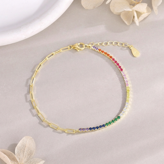 Pulsera Rainbow Split baño en oro de 18kt