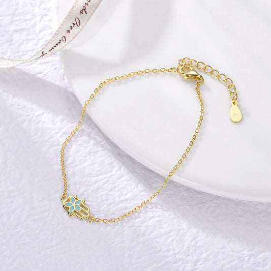 Pulsera Mano de Fatima baño en oro de 18kt