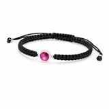 Pulsera macramé con Swarovski® fucsia