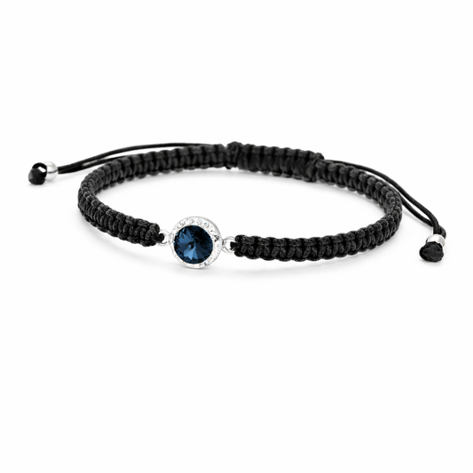 Pulsera macramé con Swarovski® azul marino