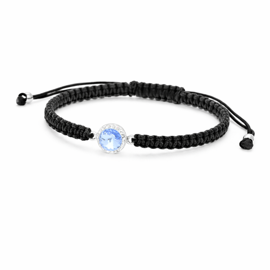 Pulsera macramé con Swarovski® celeste