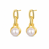 Pendientes Perla Link baño en oro de 18kt