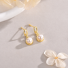 Pendientes Perla Link baño en oro de 18kt