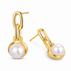 Pendientes Perla Link baño en oro de 18kt