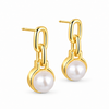 Pendientes Perla Link baño en oro de 18kt