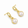 Pendientes Perla Link baño en oro de 18kt