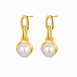 Pendientes Perla Link baño en oro de 18kt