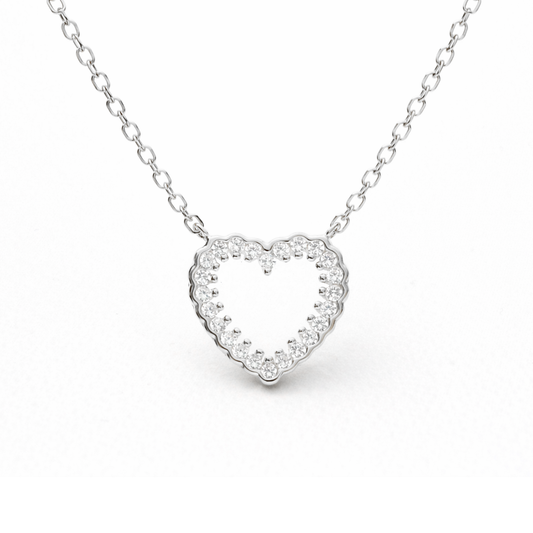 Collar Heart Outline plata