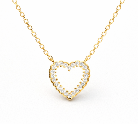 Collar Heart Outline baño en oro de 18kt