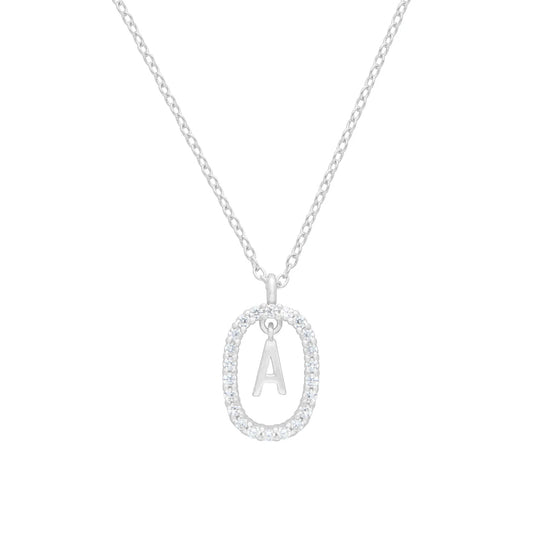 Collar Letter Crystal Oval plata