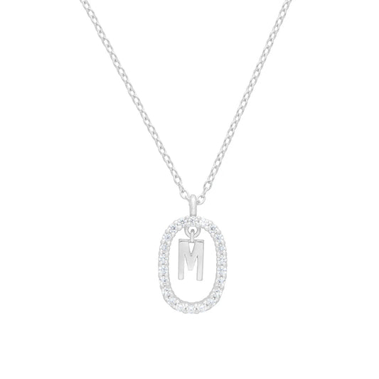 Collar Letter Crystal Oval plata