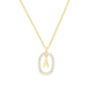 Collar Letter Crystal Oval baño en oro de 18kt