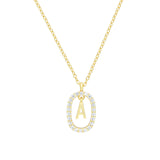 Collar Letter Crystal Oval baño en oro de 18kt