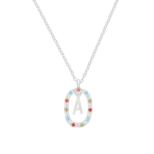 Collar Letter Crystal Color plata