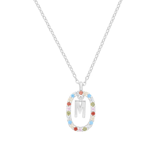 Collar Letter Crystal Color plata