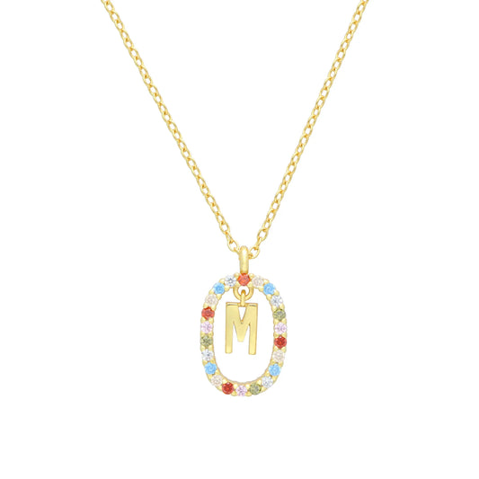 Collar Letter Crystal Color baño en oro de 18kt