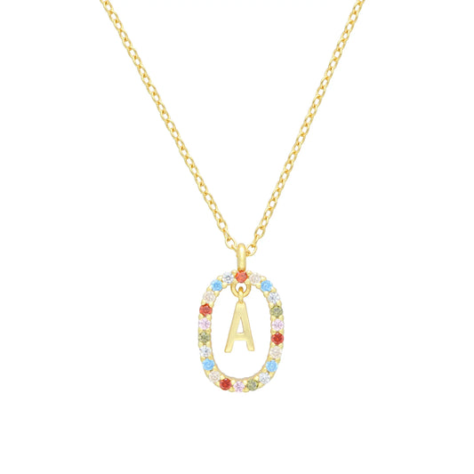 Collar Letter Crystal Color baño en oro de 18kt