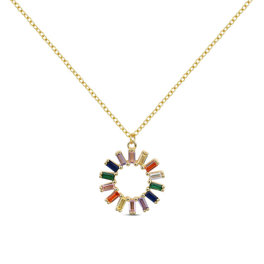 Collar Círculo Rainbow baño en oro de 18kt