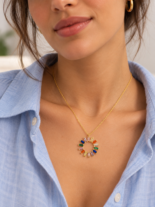 Collar Círculo Rainbow baño en oro de 18kt