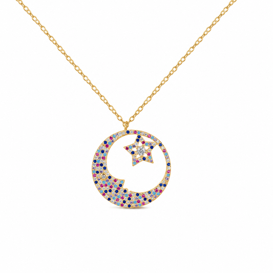 Collar Luna Starlight multicolor baño en oro de 18kt