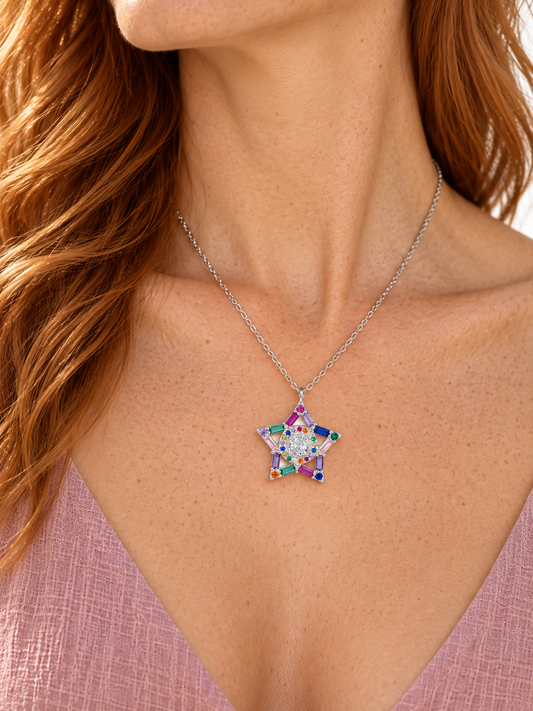 Collar Estrella Colorful plata 925