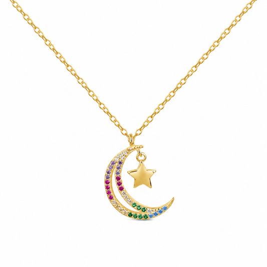 Collar Luna Dream multicolor baño en oro de 18kt