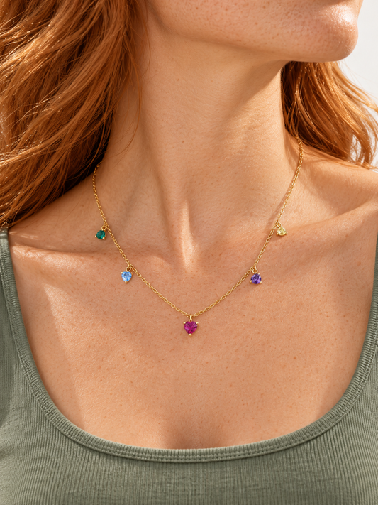 Collar Corazones Candy baño en oro de 18kt
