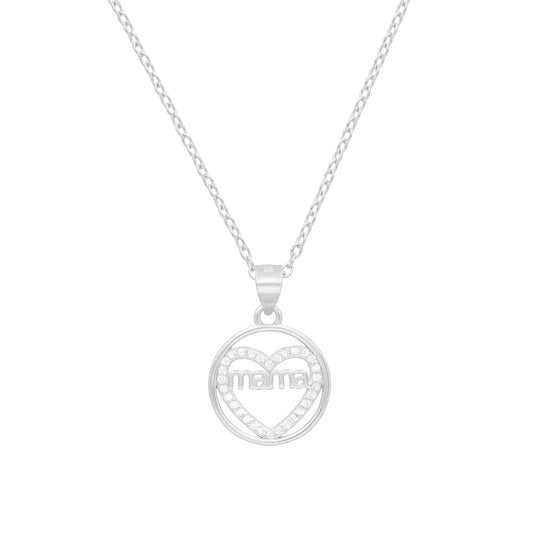 Collar Mama Heart Circle plata