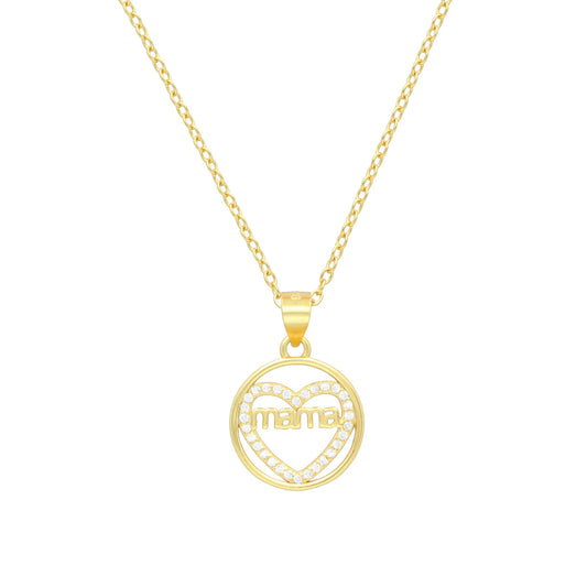 Collar Mama Heart Circle baño en oro de 18kt
