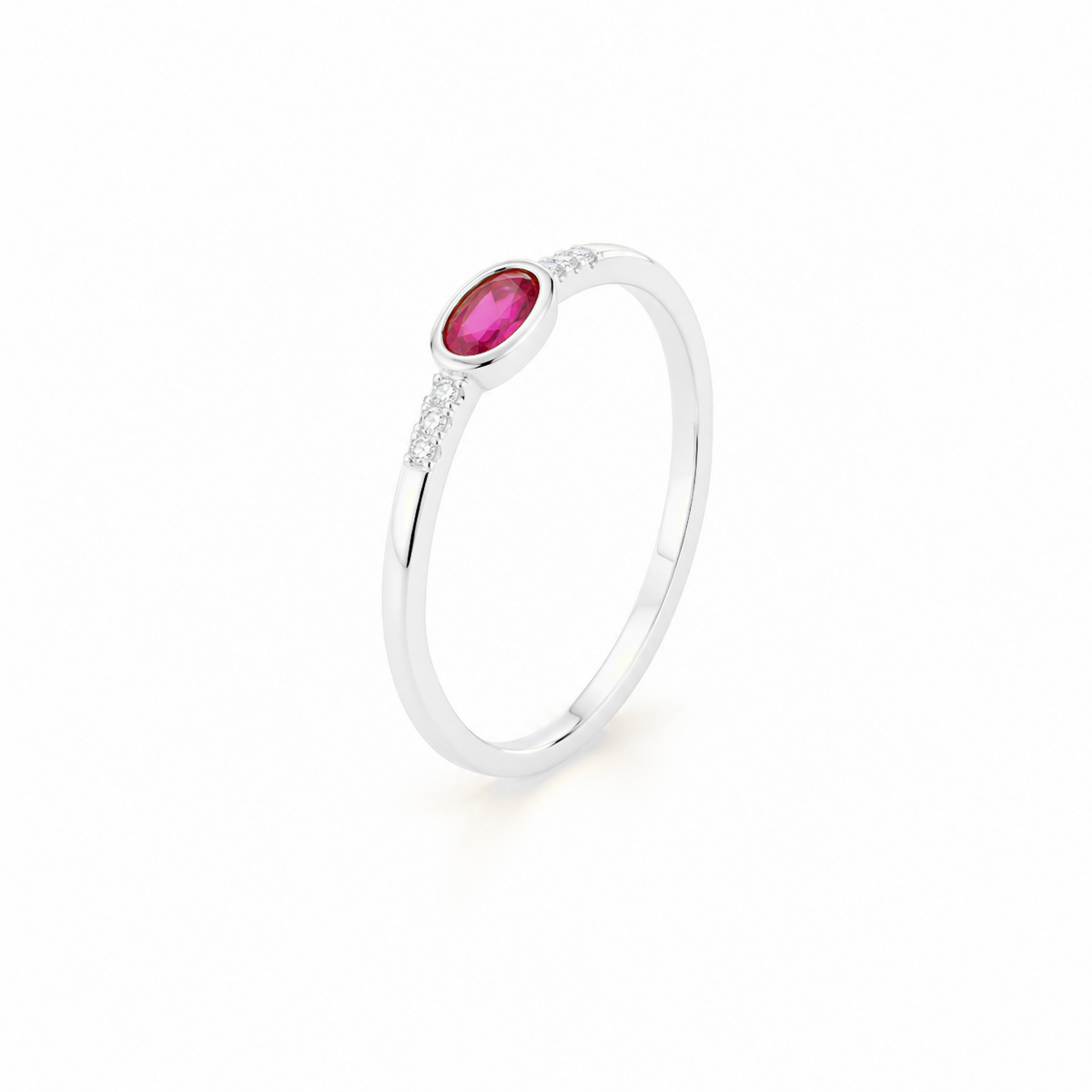 Anillo Luma con circonita ovalada rosa frambuesa en plata 925