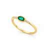 Anillo Luma con circonita ovalada verde bosque en baño en oro de 18kt