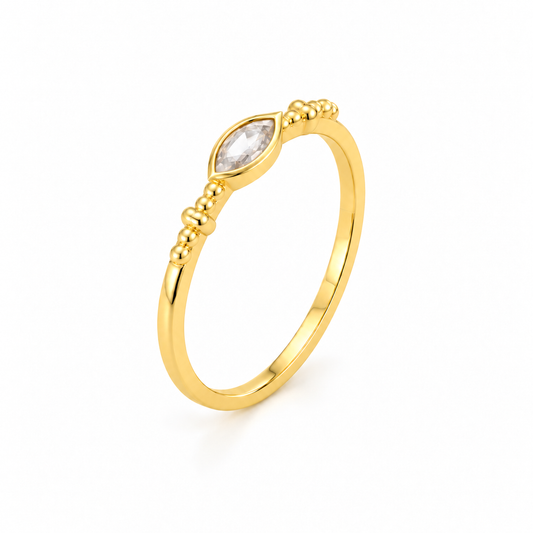 Anillo Nara Blanco Hielo baño en oro de 18kt