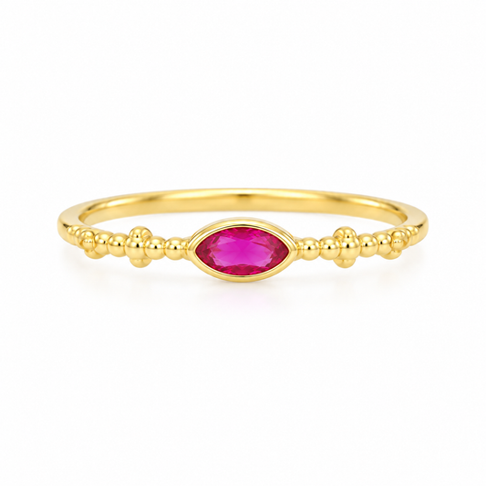 Anillo Nara Rosa Frambuesa baño en oro de 18kt