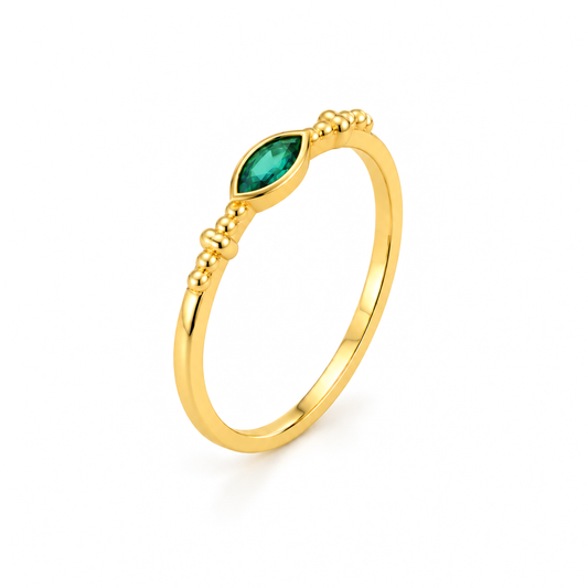 Anillo Nara Verde Bosque baño en oro de 18kt