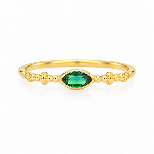 Anillo Nara Verde Bosque baño en oro de 18kt