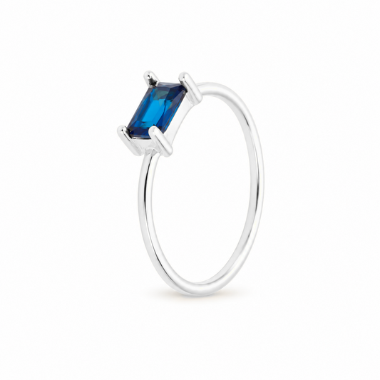 Anillo Vega Azul Profundo plata 925