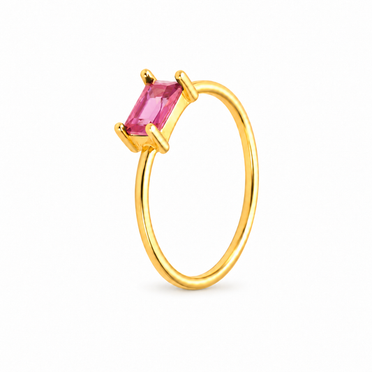Anillo Vega Rosa Frambuesa baño en oro de 18kt