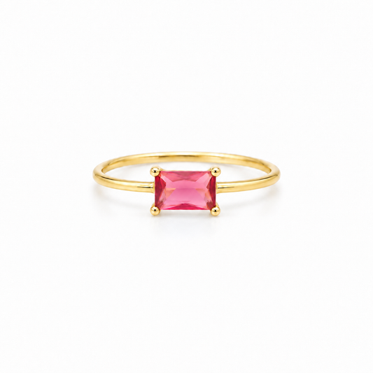 Anillo Vega Rosa Frambuesa baño en oro de 18kt