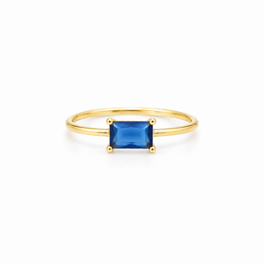 Anillo Vega Azul Profundo baño en oro de 18kt
