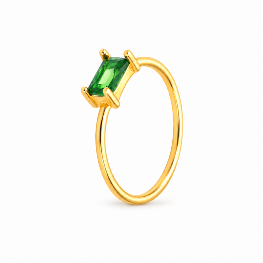 Anillo Vega Verde Bosque baño en oro de 18kt