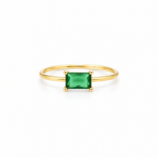 Anillo Vega Verde Bosque baño en oro de 18kt
