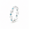 Anillo de estrellas de mar y detalles azules en plata 925, vista lateral