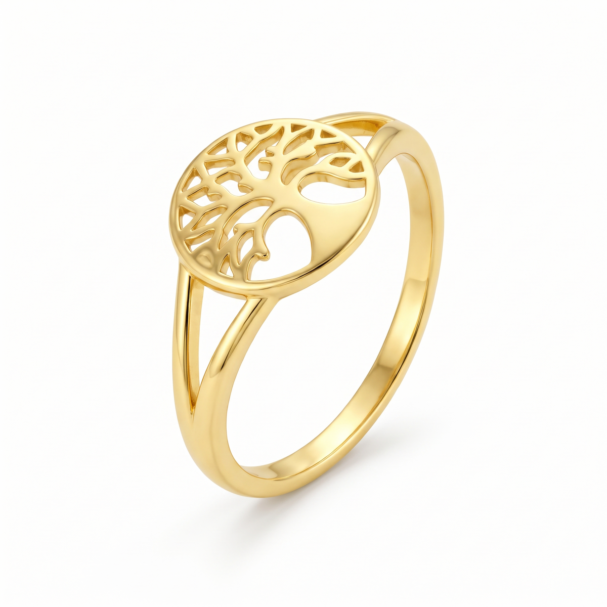 Anillo Soul Tree con baño en oro de 18kt, vista frontal