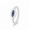 Anillo Turco Iris en plata 925 con ojo blanco, azul y negro, vista lateral