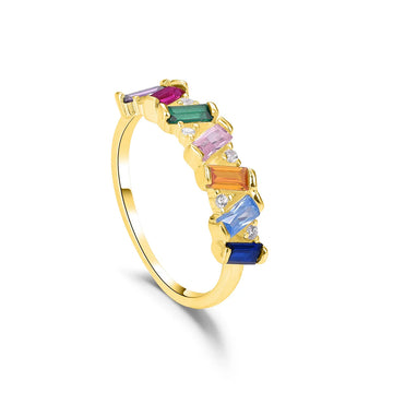 Anillo Color Fantasy plata baño en oro de 18kt