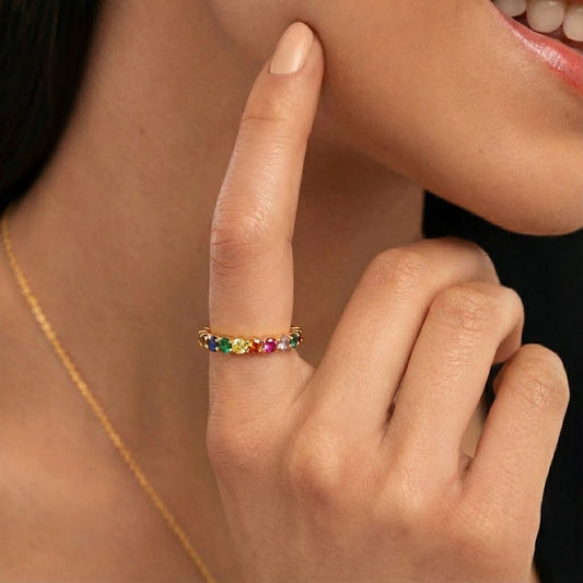 Anillo Iris bomb plata baño en oro de 18kt