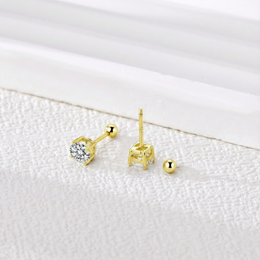 Pendientes Mini Crystal plata baño en oro de 18kt