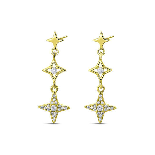 Pendientes Stardust Drops plata baño en oro de 18kt
